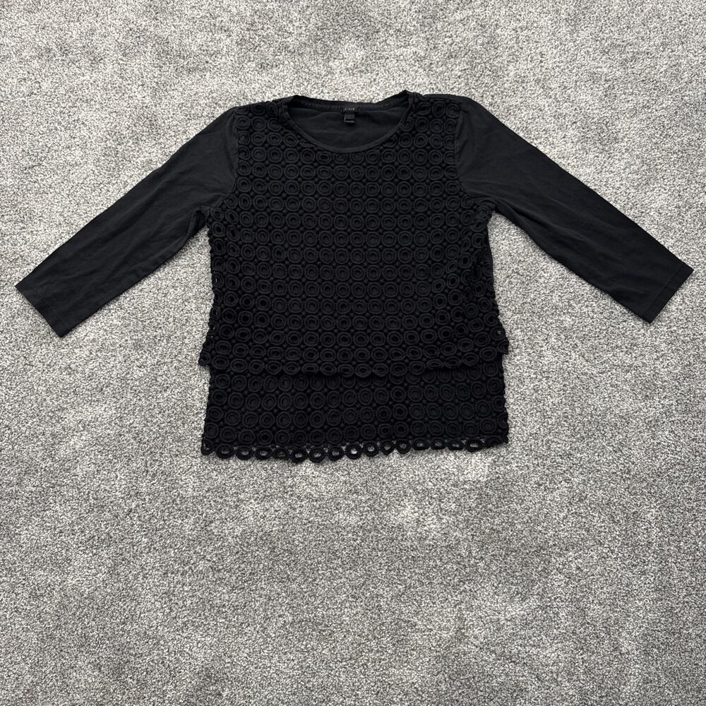 J. Crew Top Small Eyelet Cutout Lace Chic Office Smart Casual Lagenlook Romantic